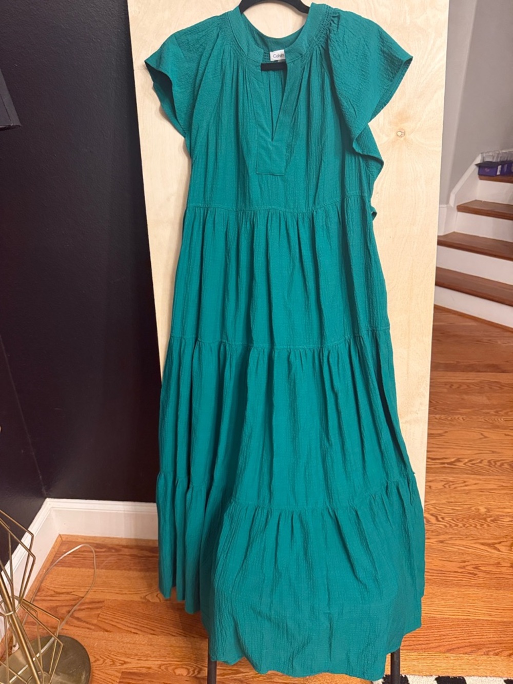 Calvin Klein Teal Tiered Maxi Dress